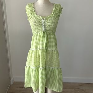 Vintage Lime Green Gingham Dress